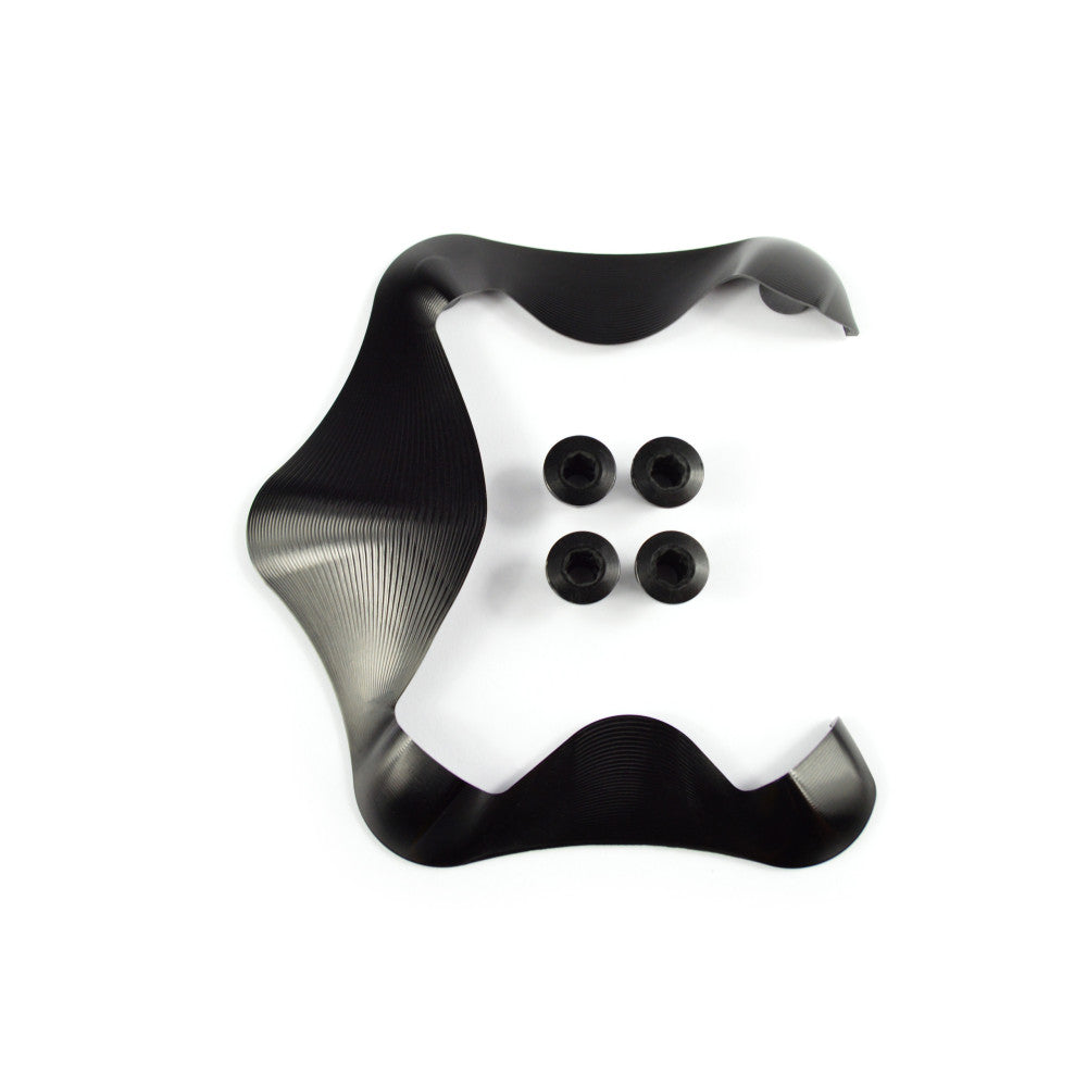 Black ALUGEAR aero spider cover pieces with 4 black bolts for Shimano Ultegra R8000 11-speed cranks