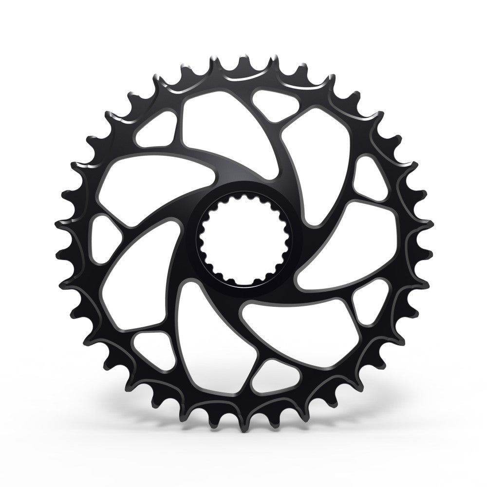 Czarna okrągła zębatka narrow-wide gravel ALUGEAR z pająkiem o spiralnych wycięciach, Shimano direct-mount 12-speed