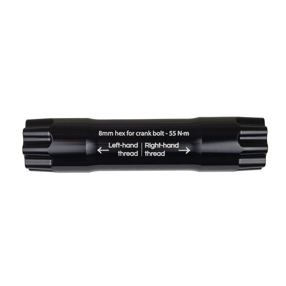 Black anodized ALUGEAR SRAM DUB Road/Gravel spindle reverse side showing 55 Nm torque spec