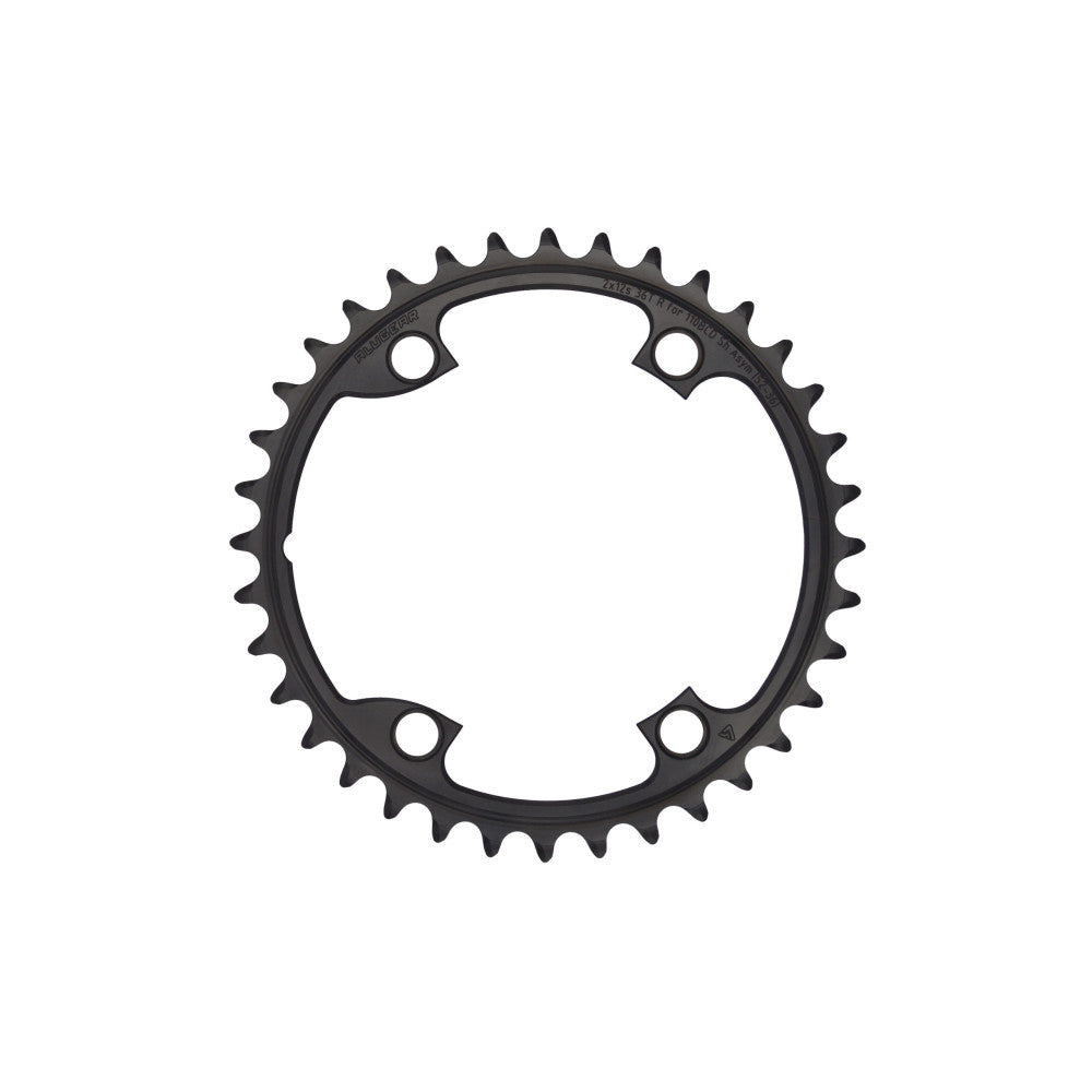 Black ALUGEAR round road inner chainring, 110 BCD 4-bolt Shimano asymmetric, narrow-wide teeth, 2x12-speed