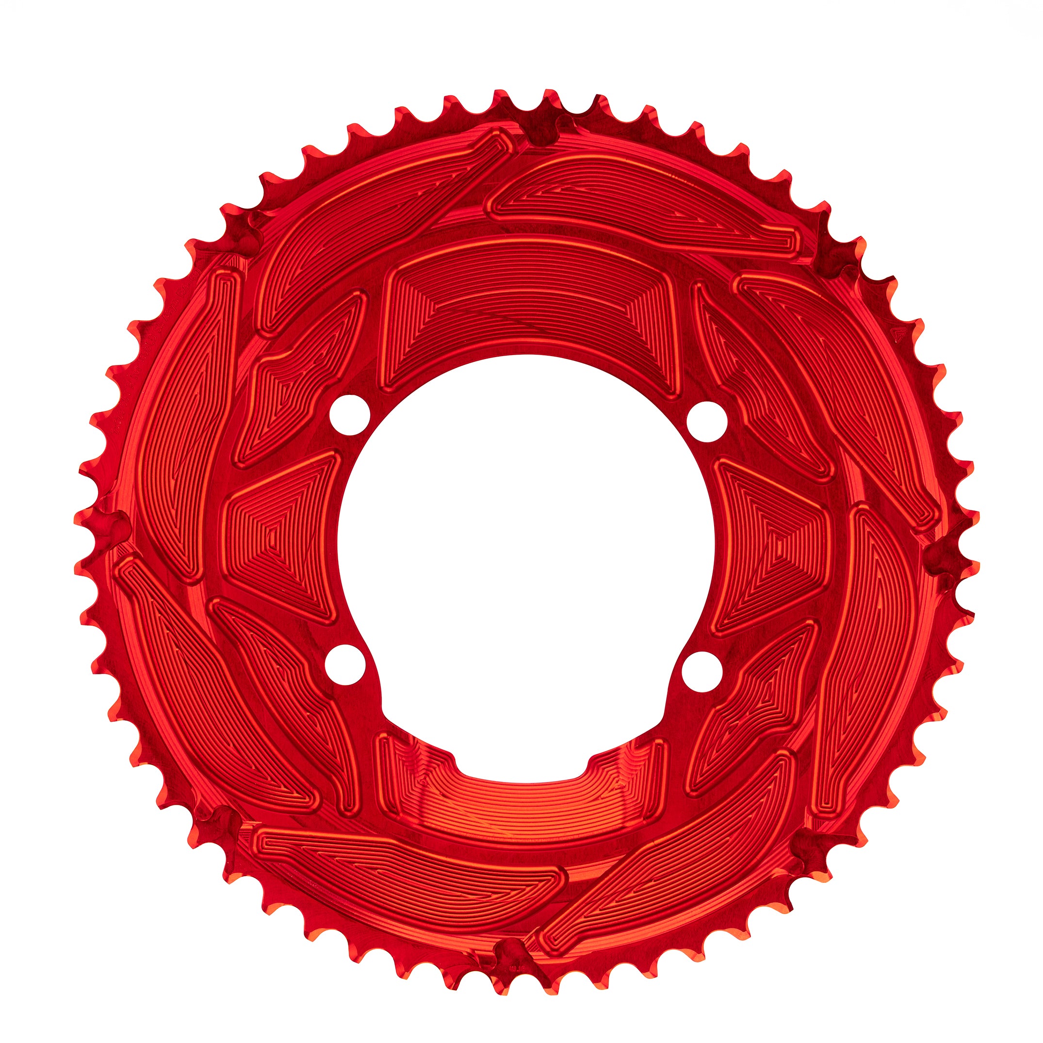 Red bicycle sprocket on a white background