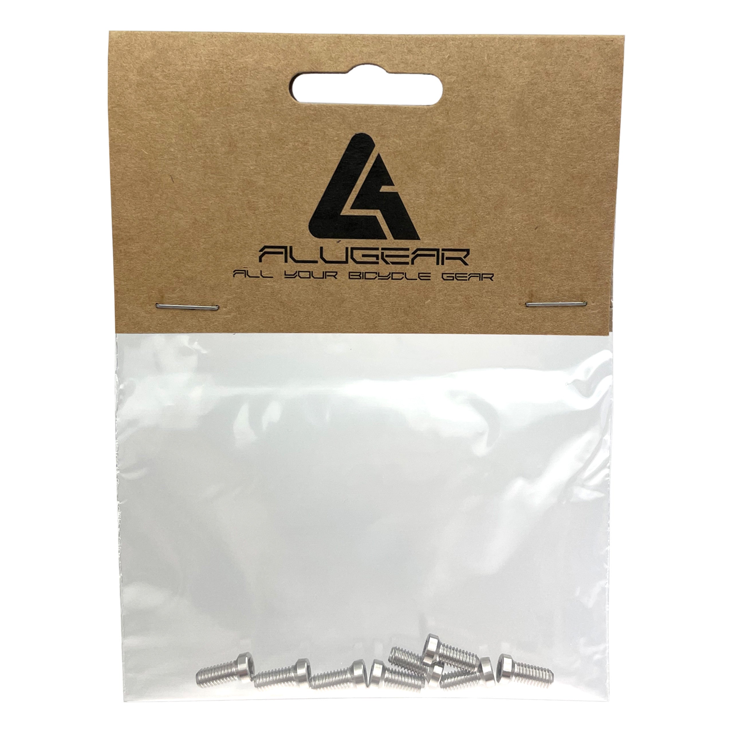 ALUGEAR titanium M4x8 screw set in branded retail hang-card packaging
