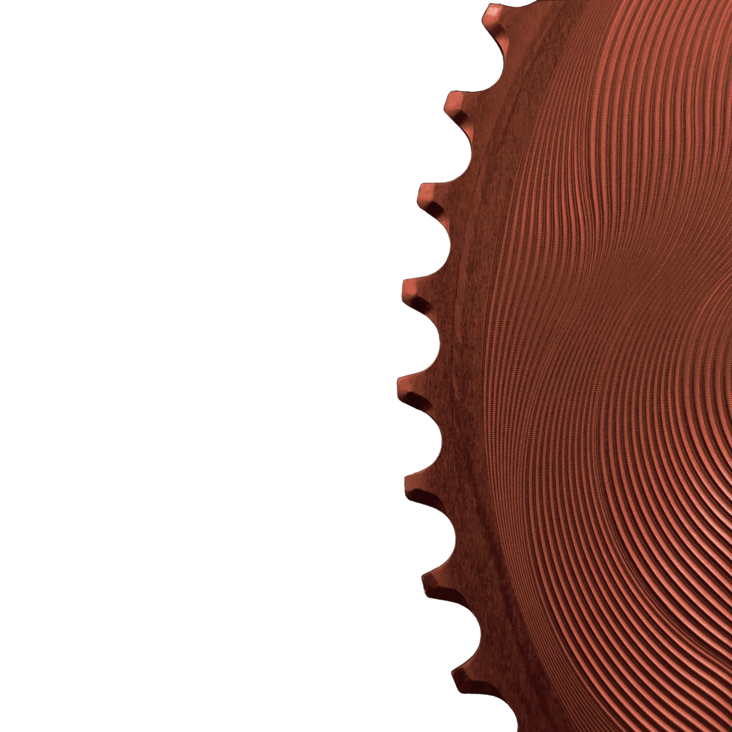 Mocha brown ALUGEAR AERO road chainring close-up, round, machined concentric wave finish, 110 BCD 4-bolt Shimano 12-speed