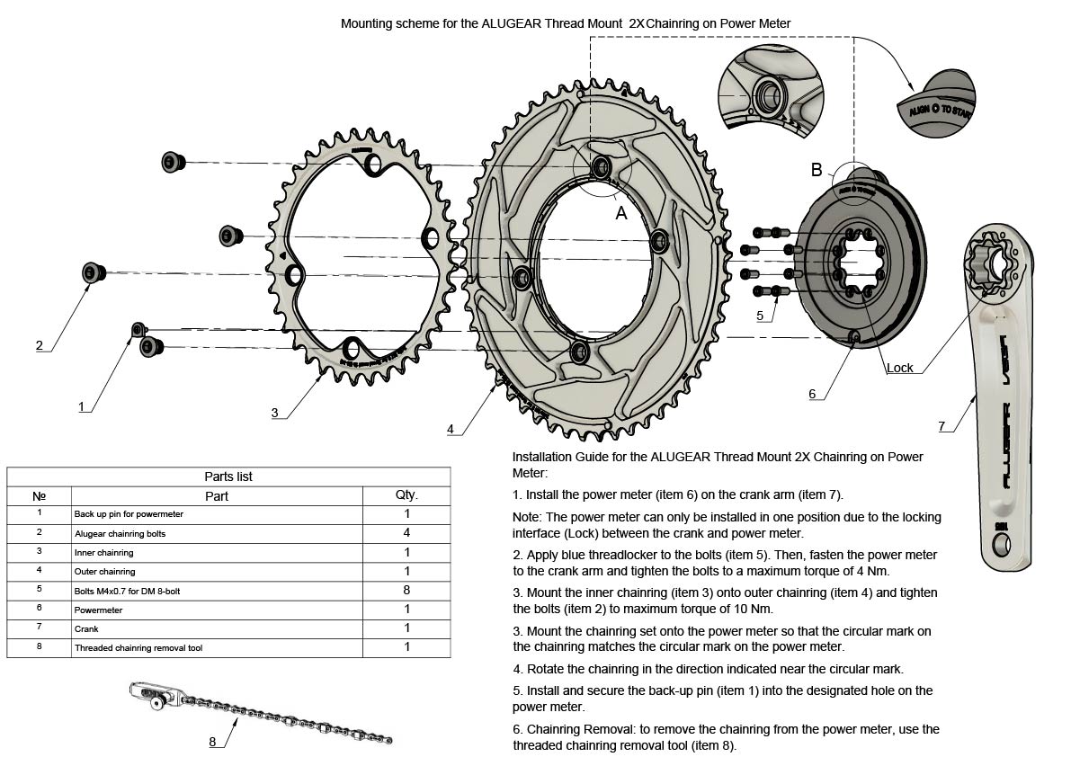 Chainring Set 2X Thread Mount for Shimano drivetrains
