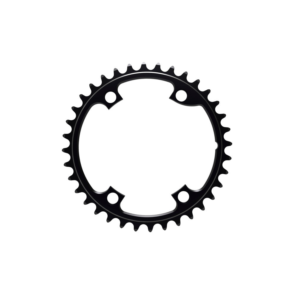 Black ALUGEAR round road inner chainring, 110 BCD 4-bolt Shimano asymmetric, narrow-wide teeth, 2x11-speed