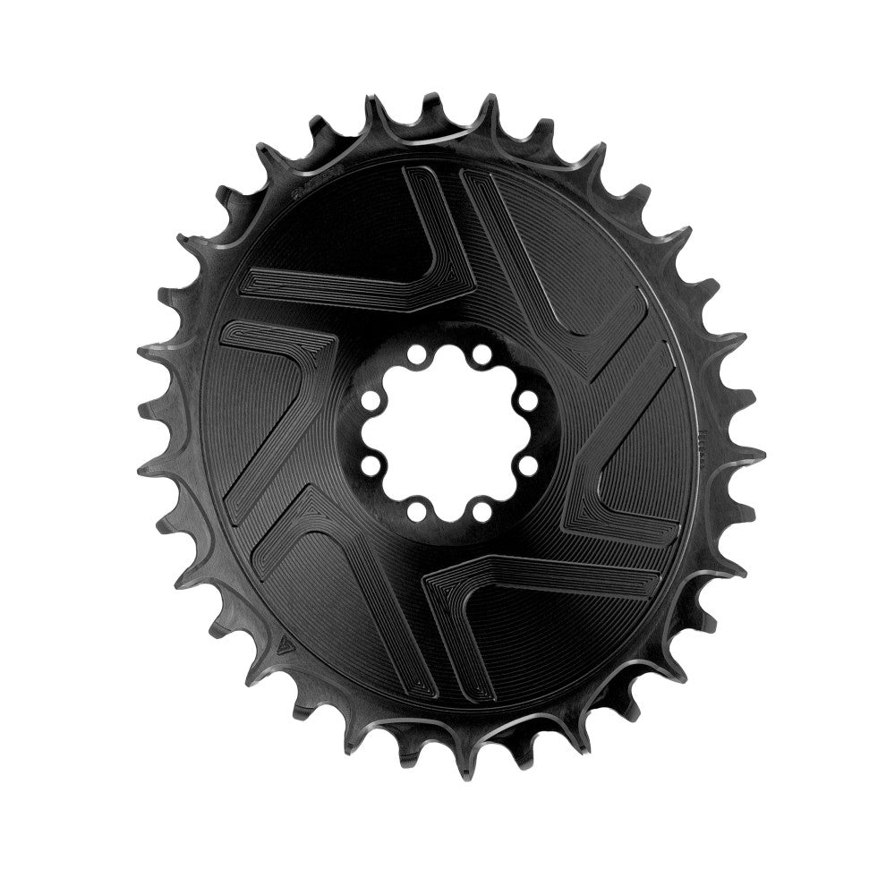 Black oval ALUGEAR Boost AERO MTB chainring, SRAM 8-bolt direct-mount T-Type, narrow-wide teeth