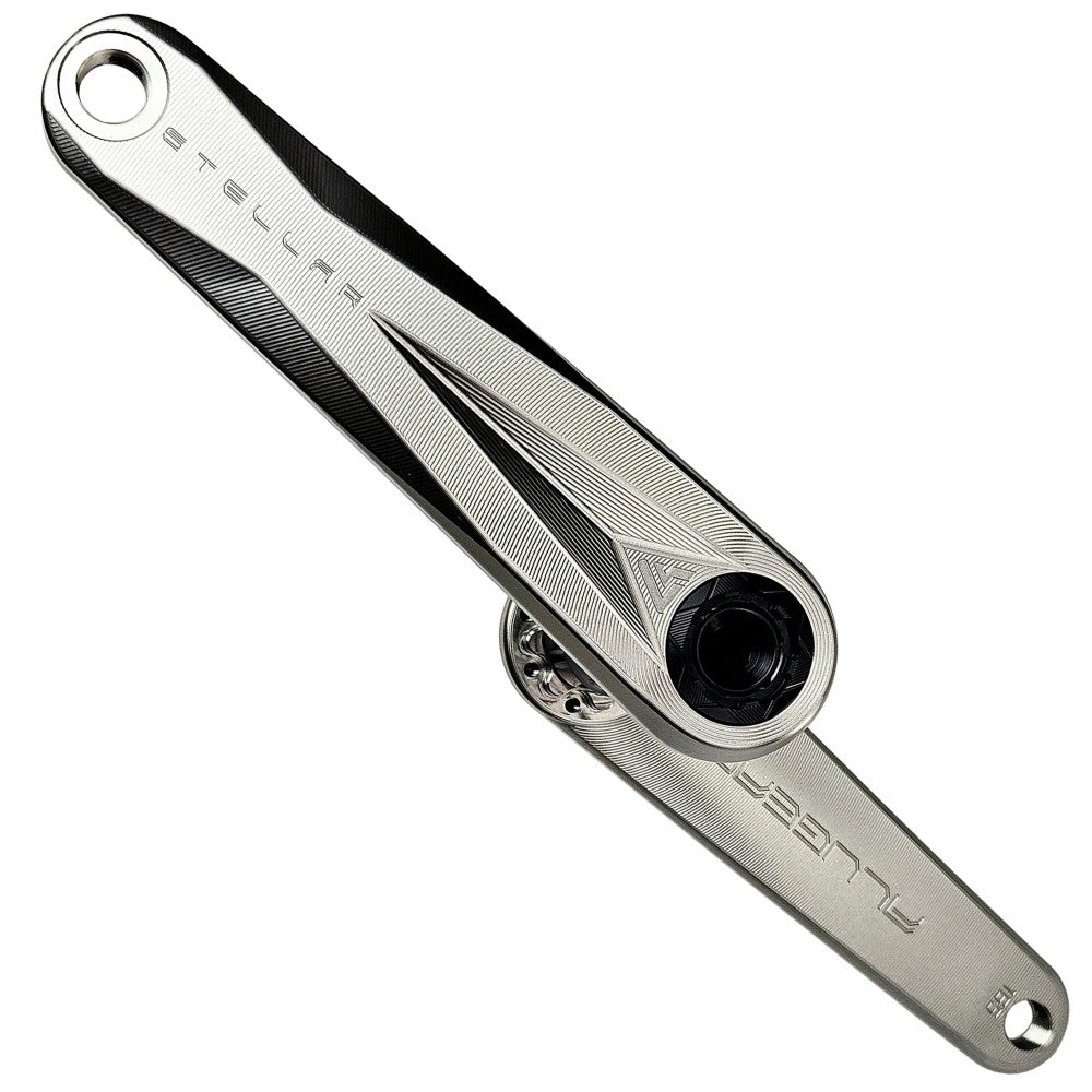 Titanium ALUGEAR Stellar Ti MTB single crank arm, machined wave finish, DUB spindle interface