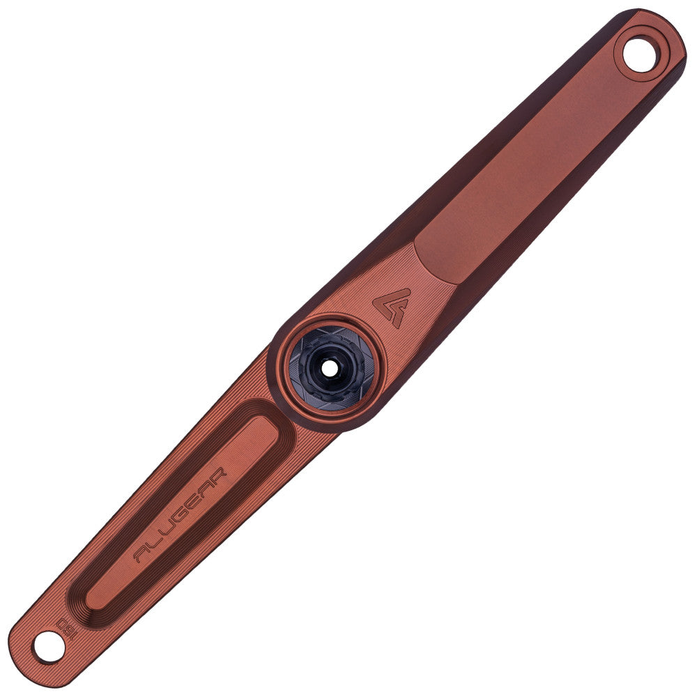 Red anodized ALUGEAR Vega AL road gravel single crank arm, DUB spindle interface, milled slot, machined finish