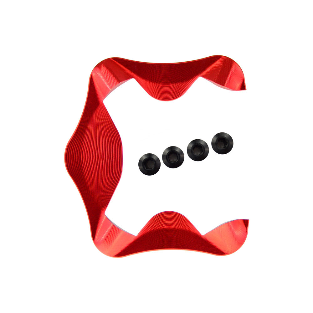 Red anodized ALUGEAR AERO chainring cover for Dura-Ace R9200 crank with 4 black alloy bolts