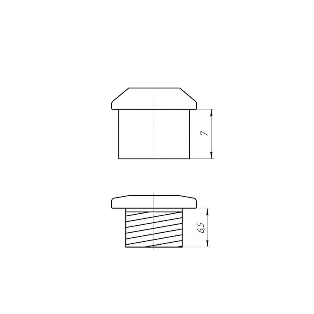 Technical line drawing showing chainring nut 7mm height and bolt 6.5mm dimensions