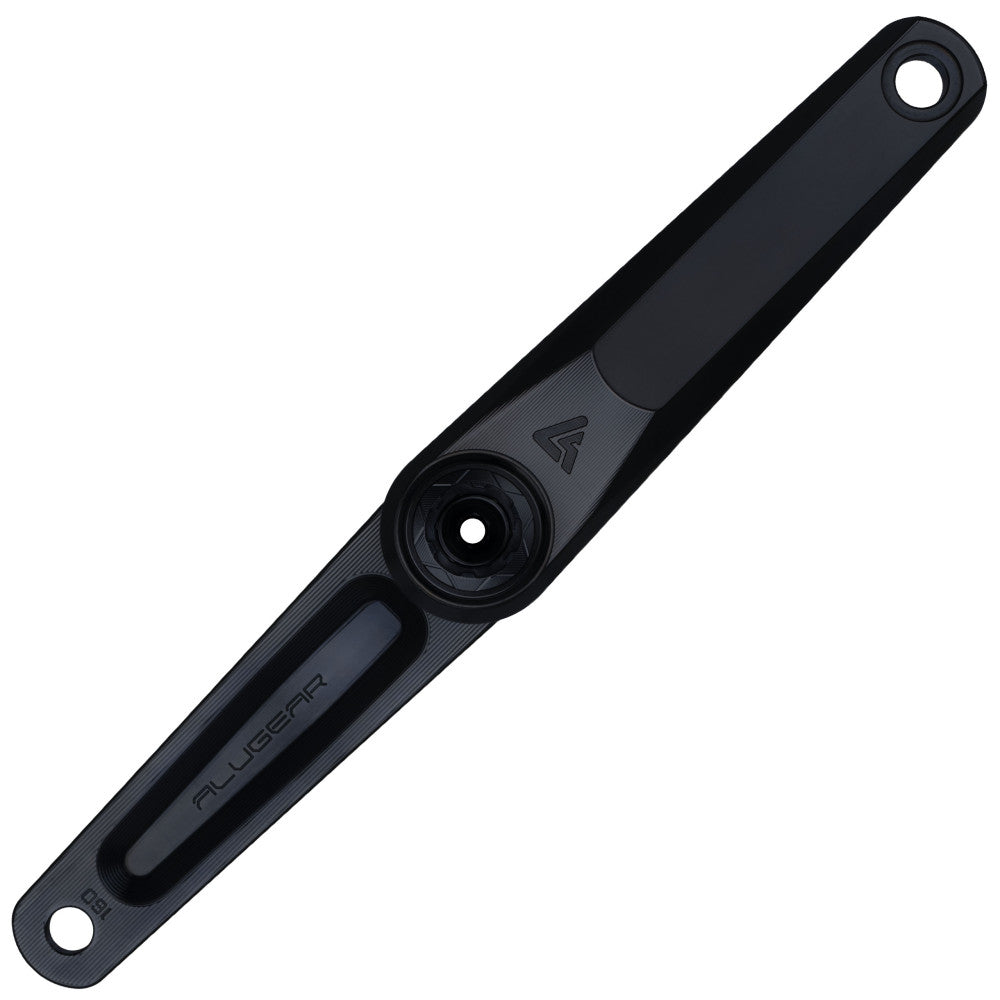 Black anodized ALUGEAR Vega AL road gravel single crank arm, DUB spindle interface, milled slot, machined finish