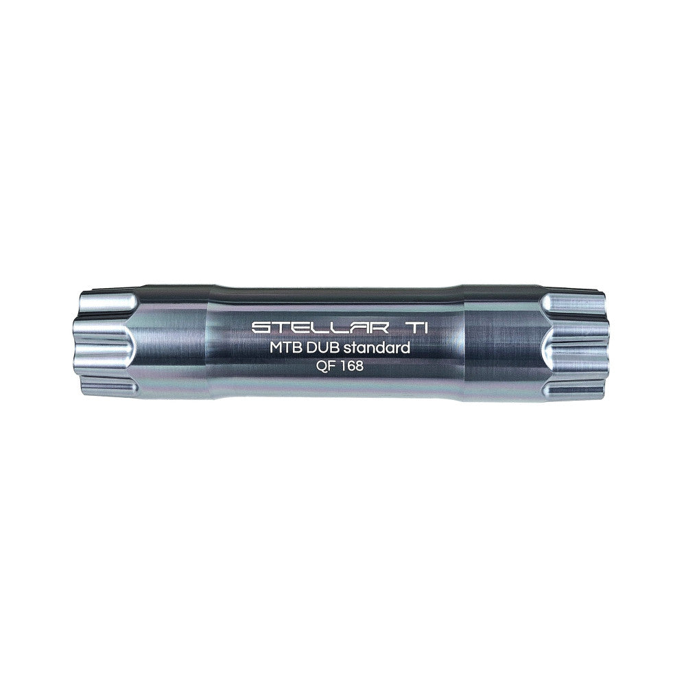 Titanium-finished ALUGEAR Stellar Ti DUB MTB spindle engraved STELLAR TI MTB DUB standard QF 168